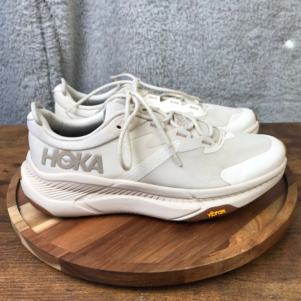 Hoka Transport Sneakers Women 8B Eggnog Gull White Vibram Cordura Walking Shoes